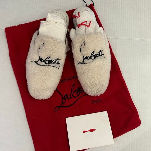 Christian Louboutin Navy Coolito Donna Flat White Slide Loafer size 37.5 no box - Picture 3 of 15